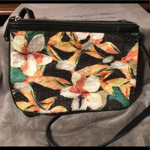 Black and Floral Cross-body Purse